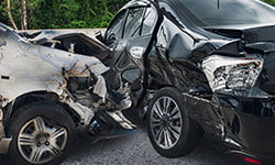 Adult Man Checking Damaged Crashed Car After An Accident